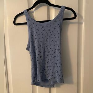 American Eagle Blue Soft Floral Print Tank Top